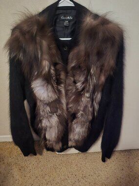 Connie A Lee Angora and Fox Cardigan Size iS/M